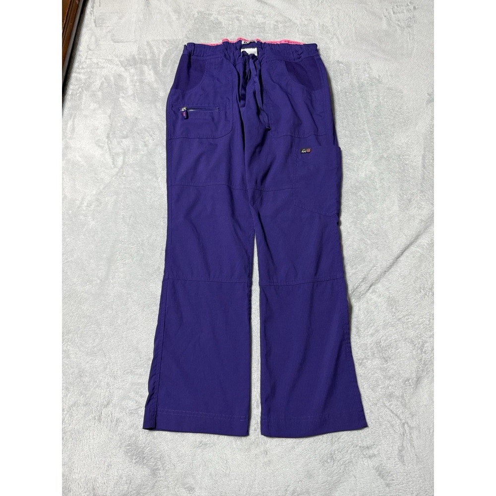 Koi Lite Womens Scrub Peace Pants Small Petite Purple Cargo 721 Slim Fit